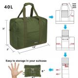 Vimapo Foldable Travel Duffle Bag with Trolley Sleeve 40L - 18x14x8 inches Airline Underseat Lightweight Travel Bag - Packable Ripstop Nylon Carry on Bag (Army Green)