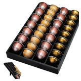 Bamboo Coffee Pod Storage Holder for Drawer Coffee Pods Organizer for Counter, Compatible with Capsules for Kitchen Coffee Station (Black)