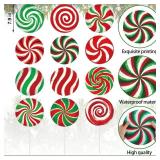 Soulchen 12 Pcs Christmas Decorations Candy Ornaments Large Red White Green Lollipop Christmas Tree Decorations Cute Lollipop Picks Decor for Xmas Tree Topper Home Office Holiday Party Vase Decor
