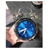 Peakeep Loud Alarm Clock for Heavy Sleepers Adults, Metal 4.5 Inches Twin Bell Battery Operated Analog Alarm Clocks for Bedrooms Decoration (Jewel Blue)