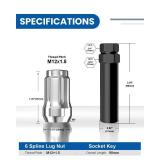 GAsupply 12x1.5 Lug Nuts Spline, Closed End Chrome Acorn Tuner Lug Nuts 1.38 Tall 3/4 Hex Conical Seat 60 Degree for Aftermarket Wheels, Pack of 20+1 Spline Tuner Socket Key