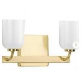 Moore Collection 2-Light Satin Brass White Opal Glass Luxe Bath Vanity Light