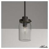 Hunter - Devon Park 1-light Onyx Bengal  Mini Pendant Light  Dimmable  Rustic Style  Cylinder Shaped  for Bedrooms  Dining  Living Rooms - 19008