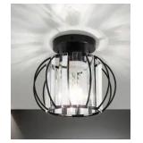 7 inch Black Crystal Cage Ceiling Light