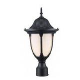 Hamilton 1-Light Black Outdoor Lamp Post Light Fixture with Opal Glass