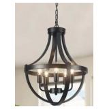 5-Light 16.5 in. W Matte Black Farmhouse Chandeliers Adjustable Rustic Cottage Candle Cage Pendant for Bedroom Enryway