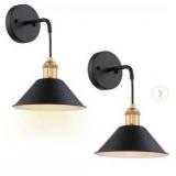 8.8 in 1-Light 3 Colors Wireless Vintage Black LED Wall lamp, Battery Operated Wall Sconce, Set of Two