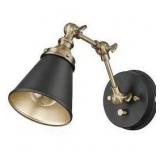 Edith 8 in. Tall 1-Light Matte Black/Vintage Brass Swing Arm Sconce Wall Lamp