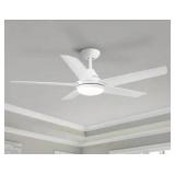 YUHAO 48 in. Indoor Integrated LED Matte White Ceiling Fan with Light Kit, 5 Blades and Remote Control