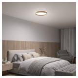 Callisto 15 in. Wood 5CCT LED Flush Mount Ceiling Light with Night Light Preset and Remote Included