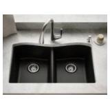 KOHLER Ealing Drop-in or undermount 33-in x 22-in Composite Double Bowl Kitchen Sink