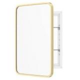 WallBeyond 16 in. W x24 in. H Rounded Rectangular Aluminum Alloy Metal Framed Medicine Cabinet with Mirror