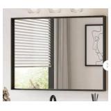 40 in. W x 30 in. H Rectangular Framed Black Mirrors for Bathroom Wall Square Corner Bathroom Vanity Mirror Over Sink