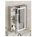 20 in. W x 28 in. H Rectangular Aluminum Light Medicine Cabinet with Mirror and Defog, Inner Mirror, Right Swing