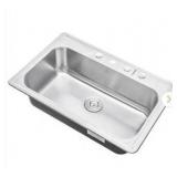 Top Mount Drop-In Stainless Steel 18-Gauge 33 in. x 22 in. x 9 in. Deep 4-Faucet Holes Single Bowl Kitchen Sink