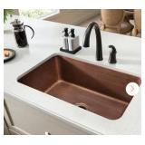 Orwell 30 in. Undermount Single Bowl 16 Gauge Antique Copper Kitchen Sink