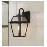 allen + roth Belasco 1 -Light 15-in H Black Hardwired Outdoor Wall Light