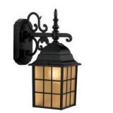 Project Source Outdoor Wall Lantern, Matte Black, Frosted  Glass