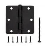 RELIABILT 3-1/2-in H x 1/4-in Radius Matte Black Mortise Interior Door Hinge, Set of 4