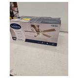 Harbor Breeze Sailor Bay 52-in Brushed Nickel with Auburn/Honey Blades Downrod or Flush Mount Ceiling Fan With Light 5 -Blade