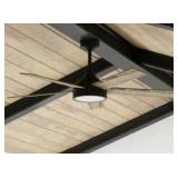 Harbor Breeze Camden 52-in Matte Black with Mocha/Cocoa Blades Integrated LED Ceiling Fan With Light and Remote Included 5 -Blade