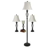 Portfolio Clairiby 4-Piece Bronze Lamp Set with Fabric Shades