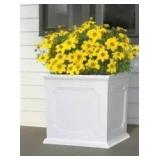 allen + roth Square 14.02-in W x 14.02-in L White Resin Indoor/Outdoor Self Watering Planter