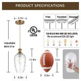 2 Pack Glass Pendant Lights Kitchen Island Gold Vintage Pendant Light Hand-Blown Hammered Clear Glass Hanging Light Fixtures E26 Brass Pendant Light for Kitchen Sink Dining Room - Retail: $97