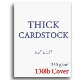 Extra Heavy Duty 130lb Cover Cardstock - Bright White - 350gsm 17pt Thick Paper for Industrial Inkjet & Laser Printers - 8-1/2 x 11" - 40 Pack - Retail: $15"