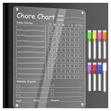 Acrylic Chore Chart Clear Dry Erase Checklist Chore Boars for Family Chores Checklist Reward Chart Responsibility Chart, 12x9