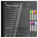 Acrylic Chore Chart Clear Dry Erase Checklist Chore Boars for Family Chores Checklist Reward Chart Responsibility Chart, 12x9
