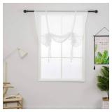 Solid Color Sheer Voile Window Curtains Light Filtering Tie Up Shade Adjustable Balloon Drapes Treatment for Small Window,1 Panel (47 x 47",White) - Retail: $15"