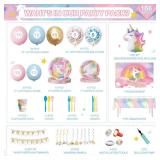 Unicorn Birthday Decorations for Girls, Unicorn Party Supplies Kit, All in One Birthday Decor Set, Party with 12 Tableware Sets, Banner, Backdrop, Balloons, Paper Plates - Retail: $28