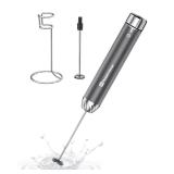 Rechargeable Milk Frother with Stepless Speed Control, LunaFro Max Handheld Electric Foam Maker Waterproof Drink Mixer Foamer with Stand & Detachable Whisks for Lattes, Cappuccino - Retail: $36