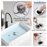 Bathroom Sink Stopper, Sink Hair Catcher, Bathroom Sink Drain Strainer Pop Up Drain Cover Plug, Universal for 1.1 to 1.65in Sink Drain Hole - Retail: $14