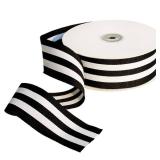 Striped Fabric Grosgrain Ribbon 1-1/2 Inch Wide 25 Yards Black and White Striped Ribbon for Bouquet Favor Festival Gifts Wraps Craft Trim Embellishments Supplies Decorations - Retail: $12