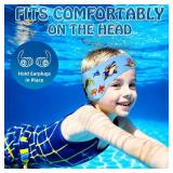 Swimming Headband for Kids - 2 Pairs Waterproof Ear Plugs & Adjustable Swim Ear Band, Keep Water Out and Hold Earplugs in - Water Headband for Surfing, Diving, Pool, Showering, and Beach - Retail: $18
