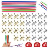 3 Sets Jacks Game and Pick Up Sticks, 180 Pcs Sticks and 30 Pcs Metal Jax with 3 Pcs Red Rubber Balls, Classic Pick Up Sticks Game for Kids Adults Family - Retail: $10
