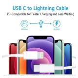 USB C to Lightning Cable 2 Pack 6FT [MFi Certified] iPhone Fast Charger Cable USB-C Power Delivery Charging Cord for iPhone 14/13/12/11/XS/XR/X/8/iPad, White - Retail: $6