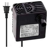 55 GPH 3W Small Submersible Water Pump, Fits all Cat & Dog Water Bowl, & Most Fountains, Aquarium Fish Tank Mini Submersible Pump, Hydroponics, Tabletop Fountain, For 3-5 Gallons Tank - Retail: $7