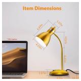 LEPOWER Metal Desk Lamp, Adjustable Goose Neck Table Lamp, Eye-Caring Study Desk Lamps for Bedroom, Study Room and Office (Gold) - Retail: $26
