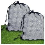 120 Pcs Plastic Practice Golf Balls Bulk Hollow Training Golf Balls with 2 Pcs Mesh Drawstring Storage Bags for Indoor Outdoor Training and Practice(White) - Retail: $26