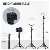 Tripod for Cell Phone & Camera, Phone Tripod with Remote and Phone Holder, Sturdy & Stable Height Adjustable Multi-Angle Shot Selfie Stick Tripod for Video Recording - Retail: $21