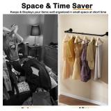 Wall Mounted Clothes Rack 24in, Industrial Pipe Wall Mount Clothing Rack, Heavy Duty Iron Garment Racks, Space Saver Multi-purpose Hanging Rod for Laundry Room, Closet Storage, 1 Pack - Retail: $22