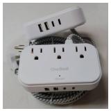 2 Pack Cruise Essentials, 5 Ft Flat Extension Cord, 3 Outlets 4 USB Ports(2 USB C) Flat Plug Power Strip, USB Charging Station with Non Surge Protector for Cruise Ship, Travel, Dorm Room Essentials - 