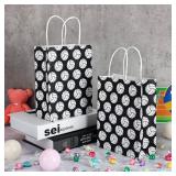 18 Pieces Volleyball Gift Bags for Team Volleyball Party Favor Sports Goody Treat Bag with Handle Black Snack Goodie Sacks Kraft Paper Candy Sacks for Sport Theme Birthday Party Decor - Retail: $17