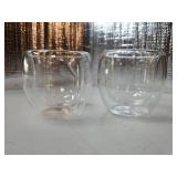 Double Walled Espresso Cups 3 oz, Glass Espresso Shot Cup Set of 2, Small Coffee Mugs for Ristretto, Lungo, Machiato, Ideal Gift for Christmas, Birthday. ONE IS SCRACTCHED.