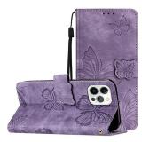 6.7 inch Compatible with iPhone 14 pro max case Purple Butterfly Wallet Case with Card Holder Flip Phone Case with Red Stylus Phone Cover for iPhone 14 Pro Max[9000]