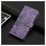 6.7 inch Compatible with iPhone 14 pro max case Purple Butterfly Wallet Case with Card Holder Flip Phone Case with Red Stylus Phone Cover for iPhone 14 Pro Max[9000]