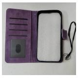 6.7 inch Compatible with iPhone 14 pro max case Purple Butterfly Wallet Case with Card Holder Flip Phone Case with Red Stylus Phone Cover for iPhone 14 Pro Max[9000]